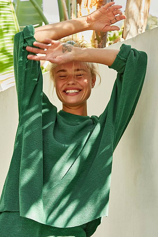 free people green sweater set