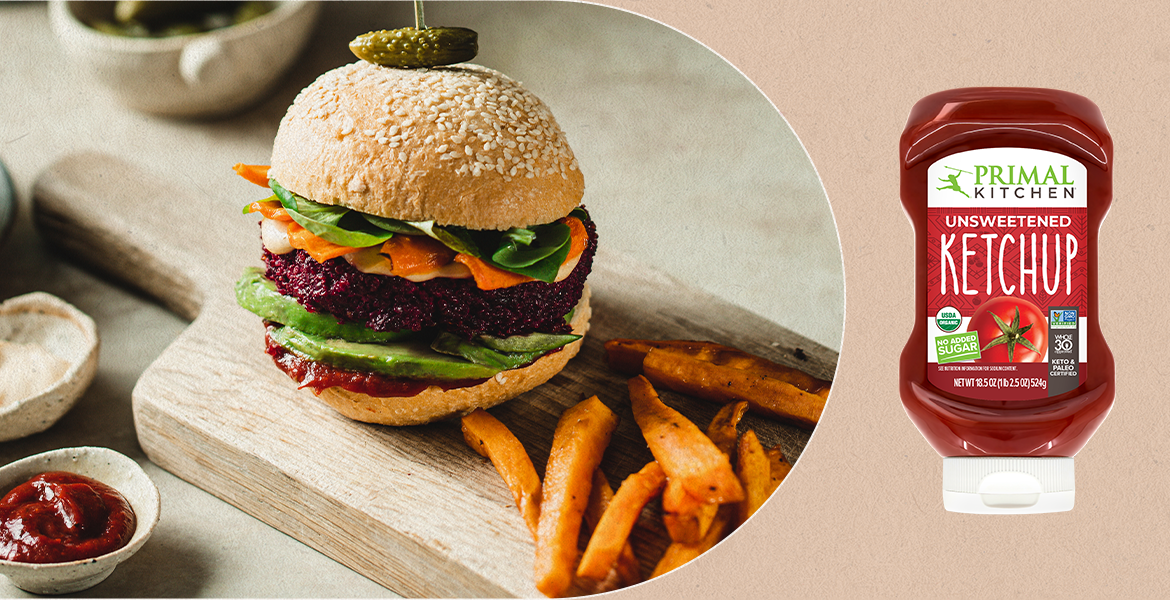 summer grilling recipe with burgers and ketchup
