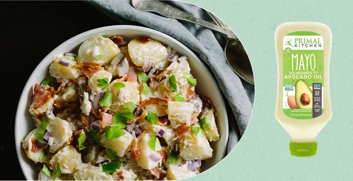 summer grilling recipe with potato salad and mayo