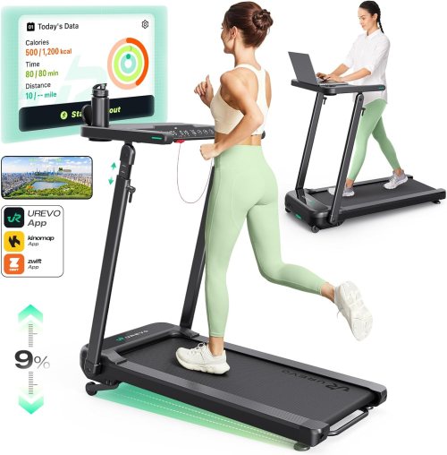 UREVO Smart Walking Pad Treadmill with Adjustable Desk