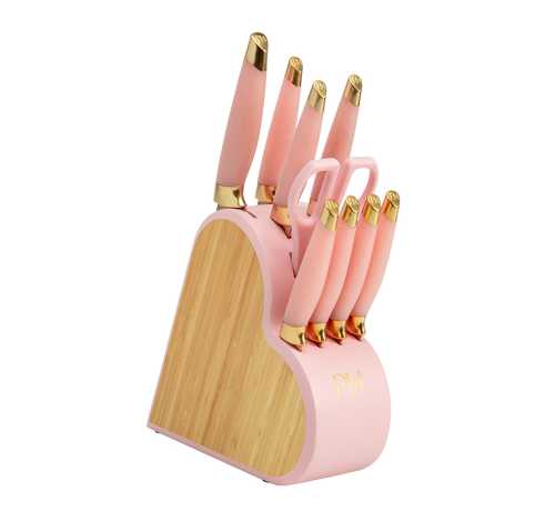 10-Piece Heart-Shaped Stainless Steel Knife Block Set