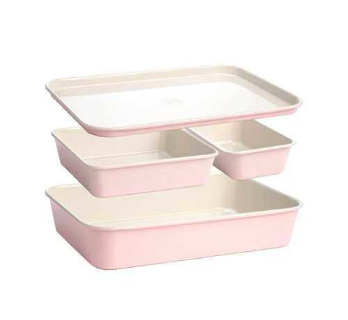 4 Piece Nested Bakeware Set, Pink