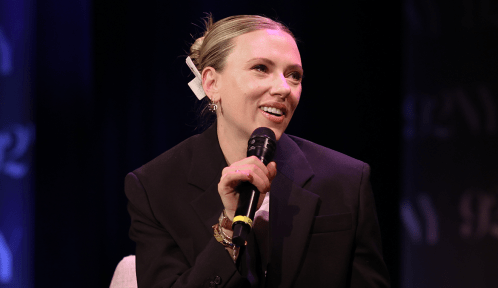 Scarlett Johansson (wearing her skincare) attends Thelma: Screening and Conversation with June Squibb