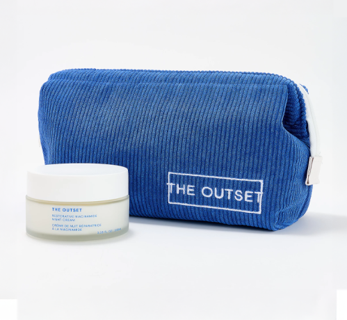 the outset supersize night cream and cosmetic bag