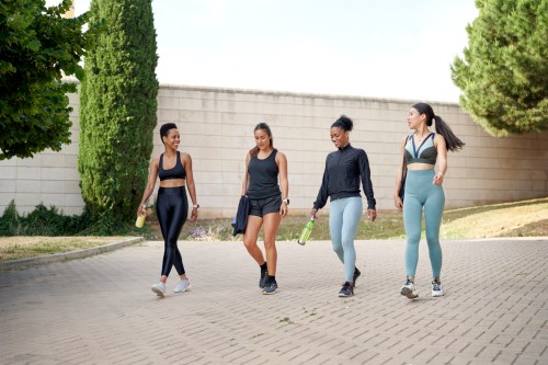 friends walking in supportive spring sneakers