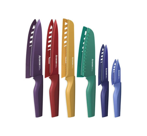 Astercook 6 Piece Color-Coded Kitchen Knife Set