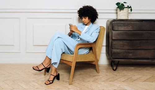 woman relaxing for a walmart accent chair review