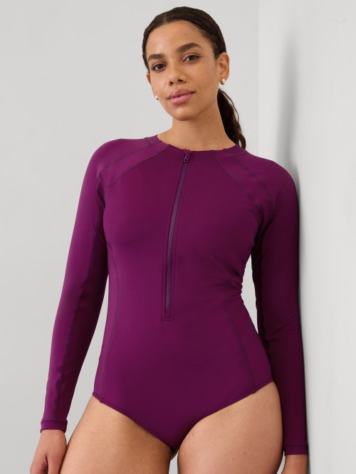 Best for Surfing: Athleta Sun Shield One Piece Rashguard