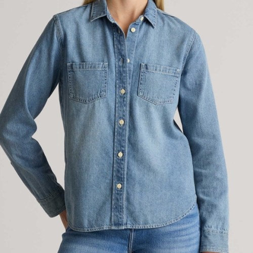 Quince Distressed Denim Shirt