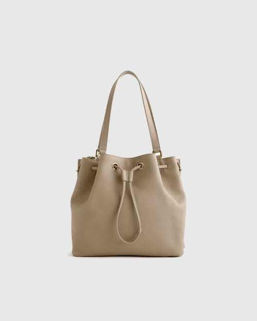 Quince Italian Leather Triple Compartment Bucket Bag