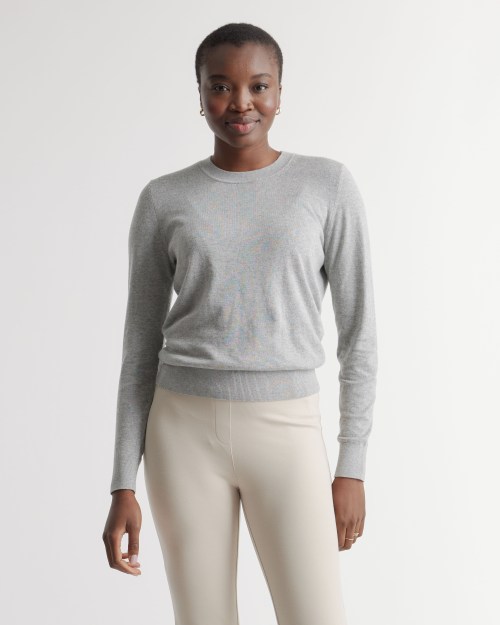 Quince Lightweight Cotton Cashmere Crew Sweater