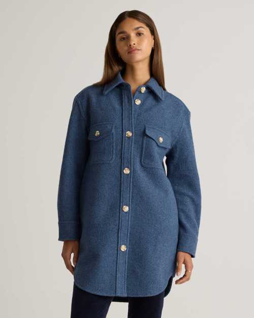 Quince 100% Merino Wool Long Shirt Jacket