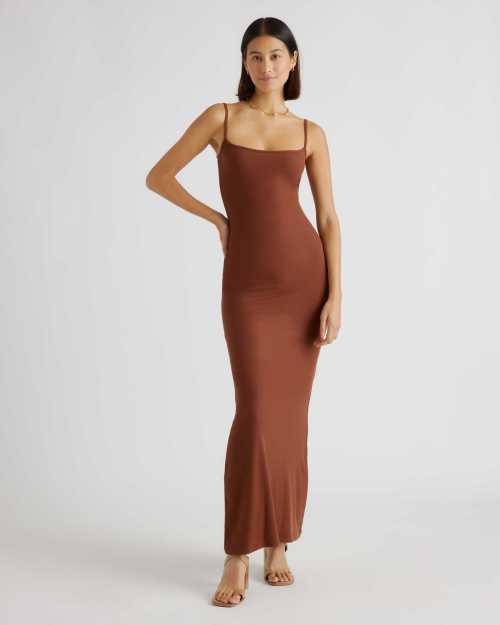 Quince Tencel Rib Knit Maxi Slip Dress