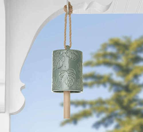 Mainstays Outdoor Monstera Green Ceramic Wind Chime