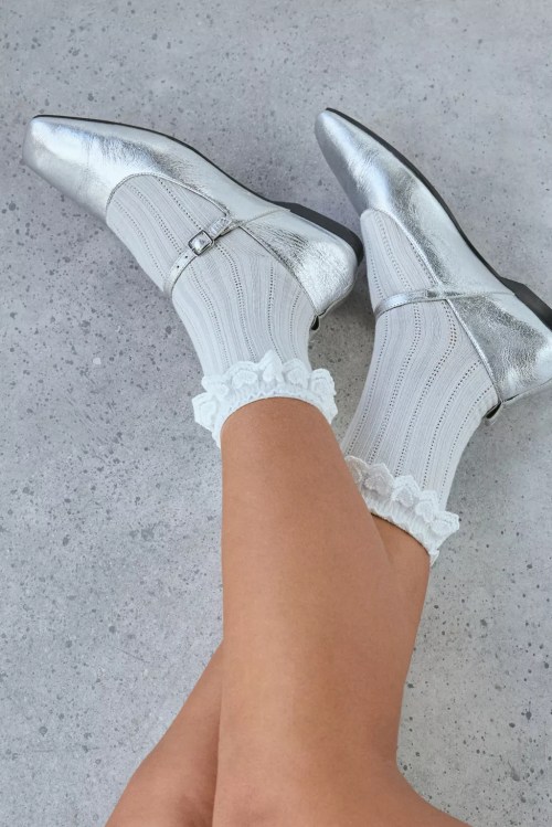 Best Socks With Ruffles: Ava Heart Lace Trim Crew Sock