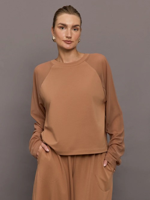 Norma Kamali Raglan Sleeve Top w/Mesh