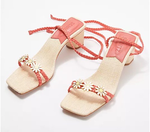 Schutz Floral Mid Heel Sandals