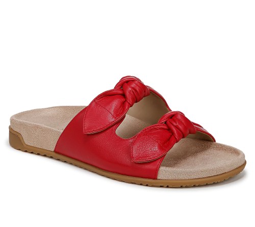 Vionic Leather Adjustable Bow Slide Sandals
