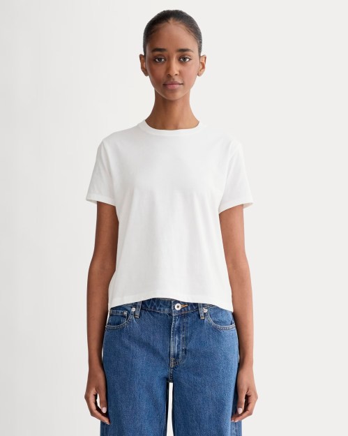 Best (longer) boxy: Everlane Box-Cut Tee in Essential Cotton