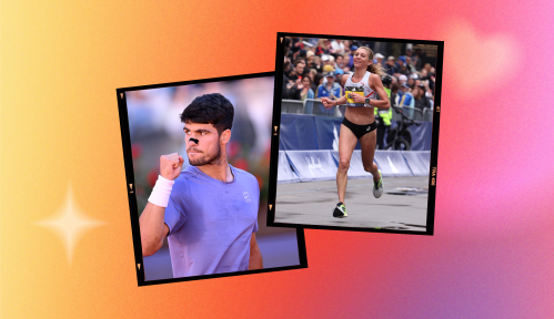 Two pro athletes, Carlos Alcaraz and Sarah Hall, wear nasal strips while competing in their sports.