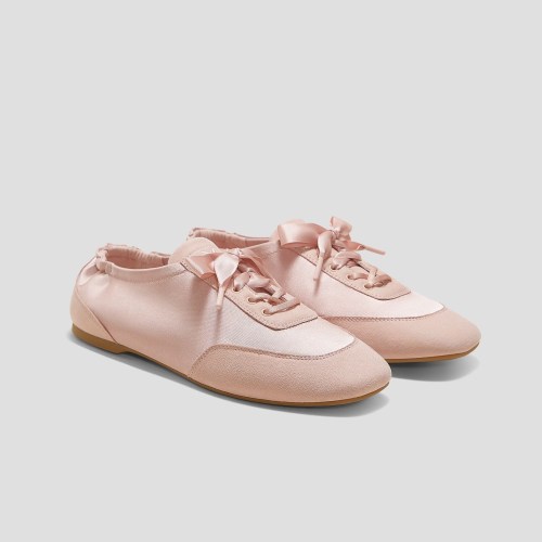 VIVAIA Square-Toe Lace-Up Satin Sneakerina