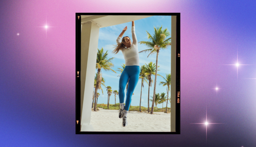 Lululemon Align no line leggings against a purple and blue galaxy background