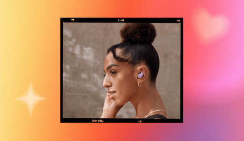 Woman wearing the beats earbuds