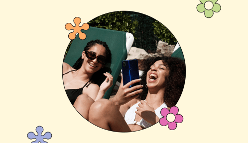 Girls having fun taking a wellness boost quiz