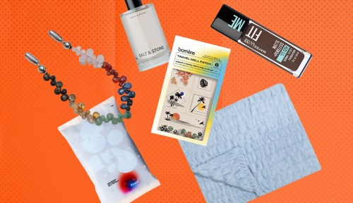 Products we loved such as blankets and facial patches against an orange background