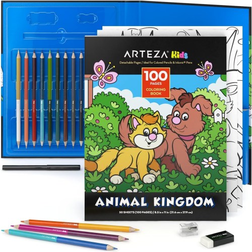 Arteza Kids Coloring Book and Colored Pencils Kit