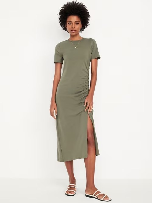 Best t-shirt dress: Old Navy Ruched Midi T-Shirt Dress